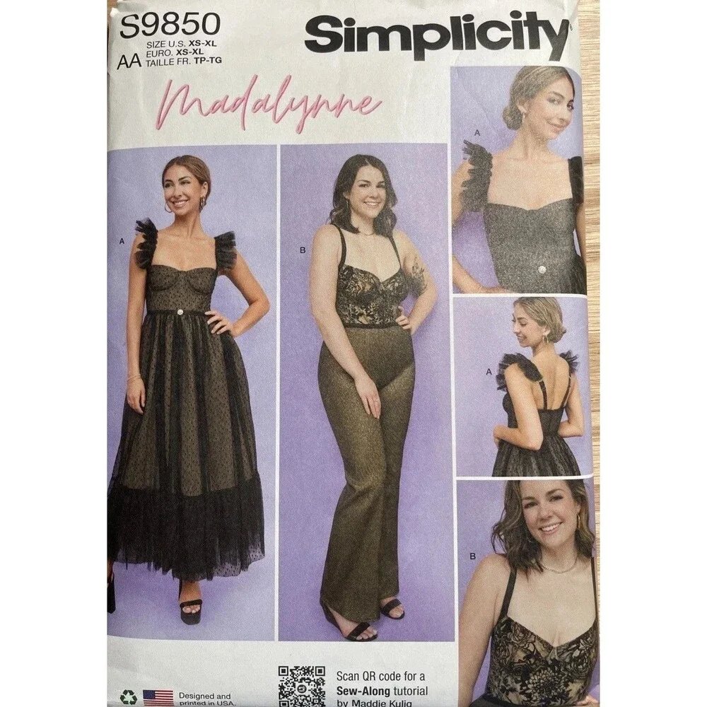 Pattern Sz XS-XL Madalynne Corset Dress Jumpsuit Simplicity S9850 New/Uncut